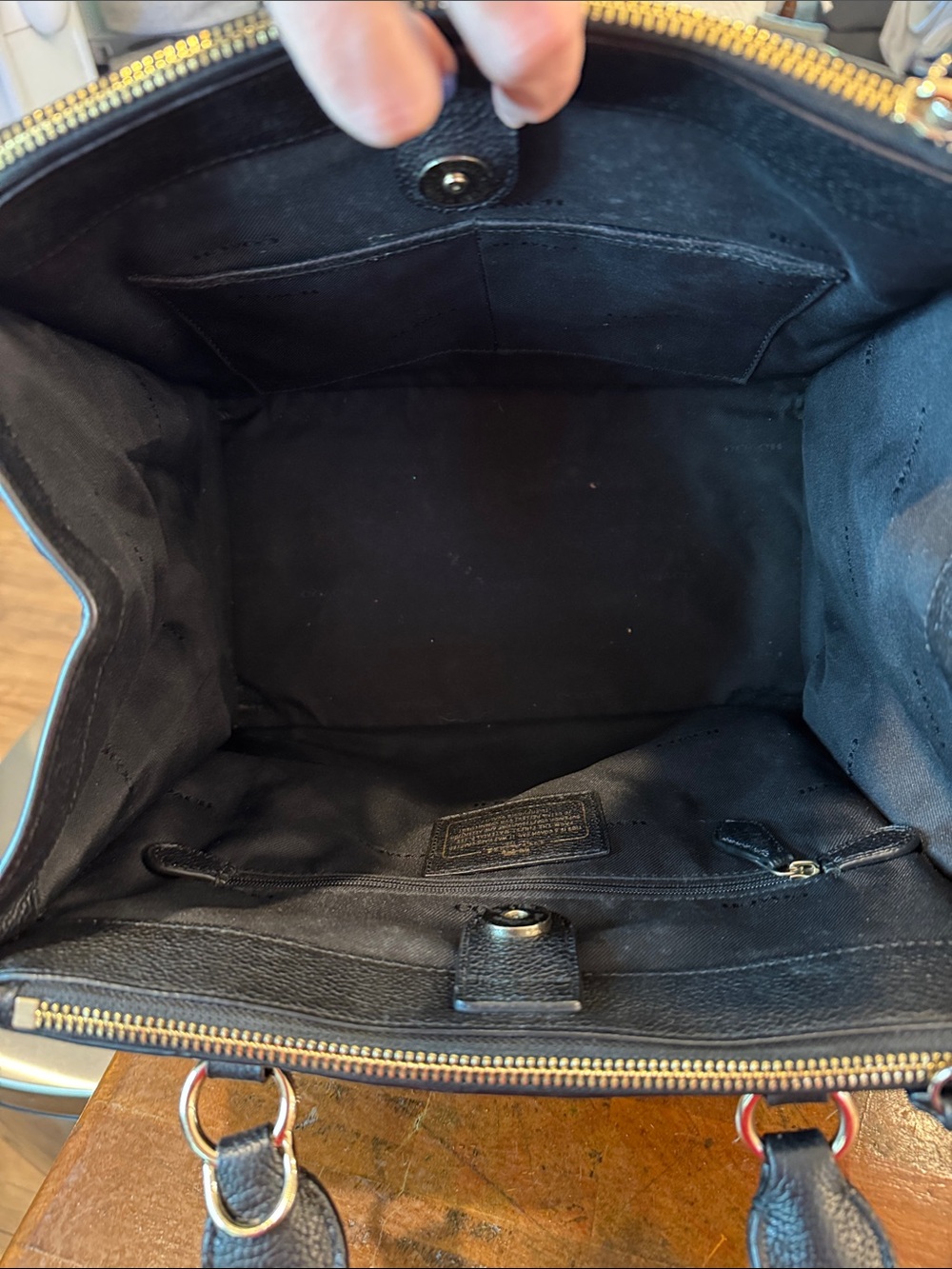 Coach Black Patchwork Leather & Suede Satchel - Picture 15 of 16